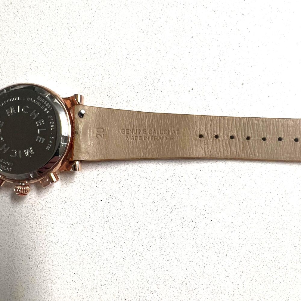 MICHELE Swiss Chronograph Watch Rose Gold Galuchat Stingray Strap - Picture 11 of 16